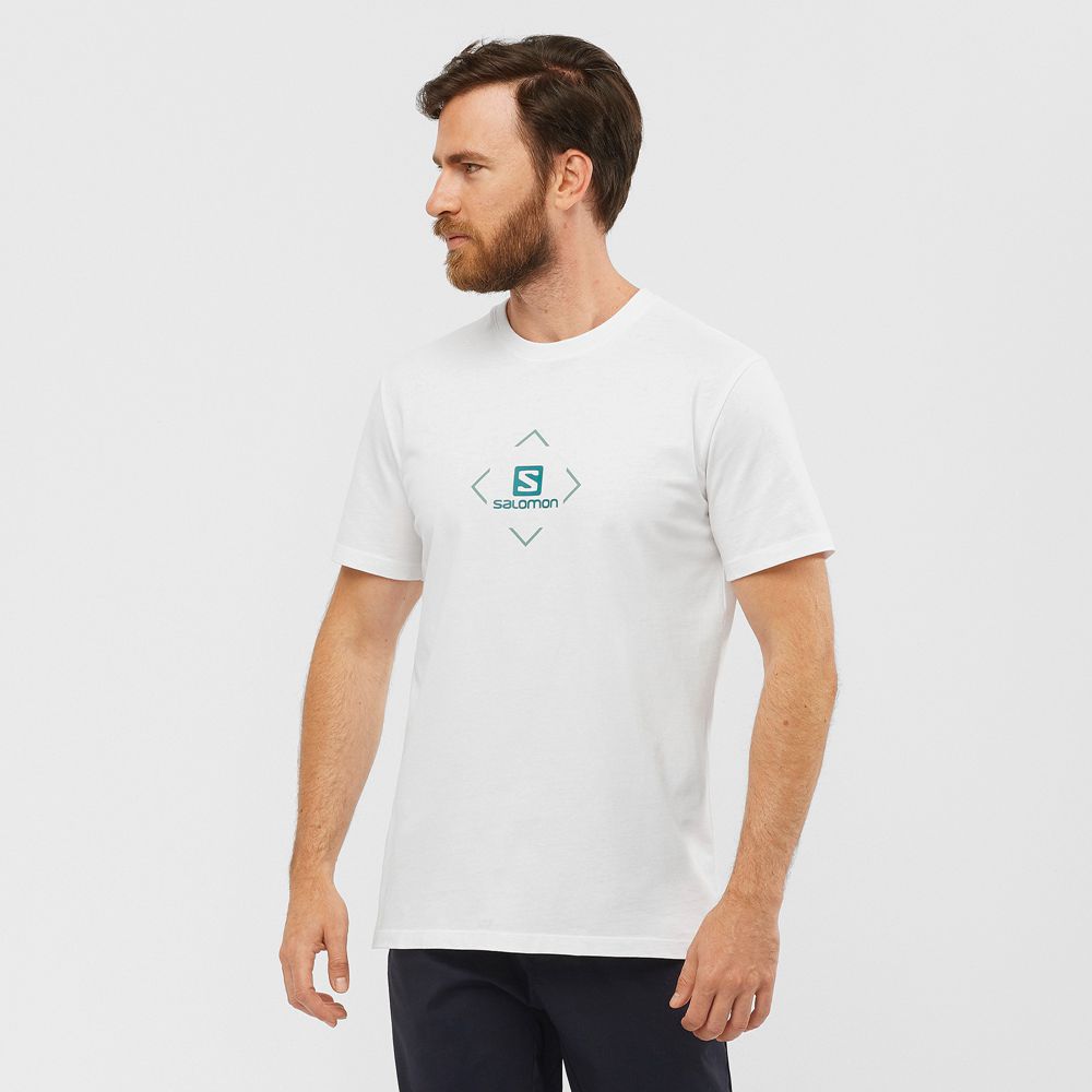 SALOMON SALOMON COTTON M Philippines - Men's Tee Shirt - White | 487530-ZET